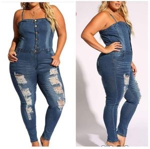 Denim Skinny leg jumpsuit plus